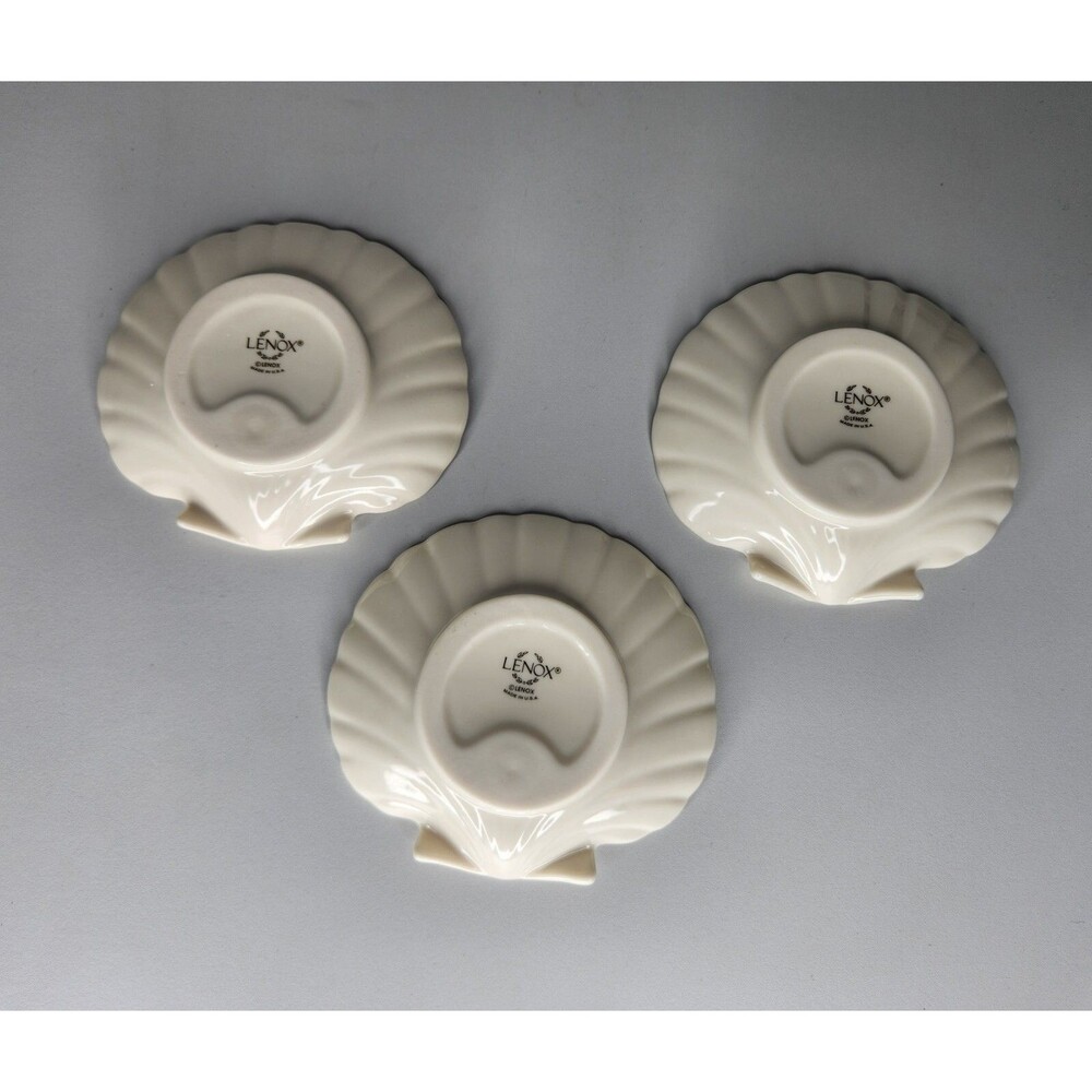 Gorgeous Vintage Lenox Sea Shell Scallop Shape All Purpose Dish 4” Set of 3 - Picture 2 of 6